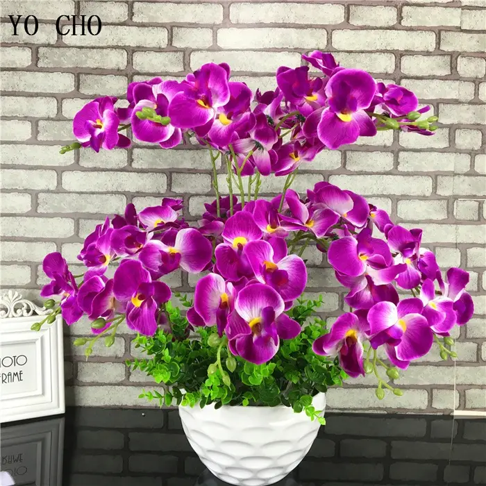 YO CHO fleurs en soie décoration de mariage à la maison mode 7 fourchettes orchidée papillon