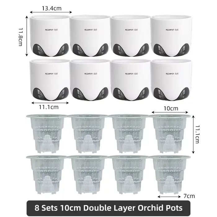 Meshpot-Pots d'orchidées à double couche avec trous, pot de plantes pour le rempotage, décoration de