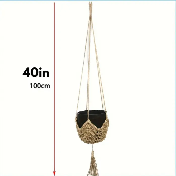 Support de plante en macramé en jute style bohème – Convient aux pots de 3 à 12 pouces