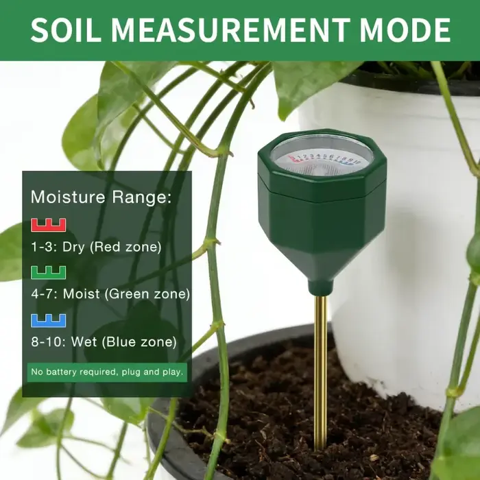 Testeur d'humidité du sol sans batterie, capteur hygromètre pour surveiller l'hydratation des plantes, intérieur/extérieur, jardin, pelouse