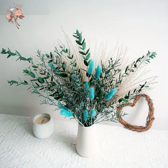 Bouquet de fleurs séchées naturelles bleues