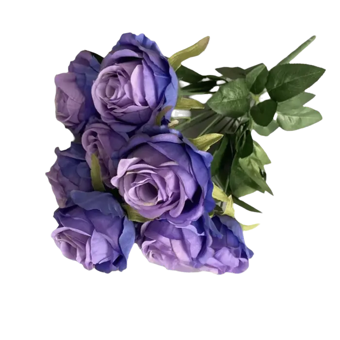 Fleur artificielle rose multicolore à 9 têtes