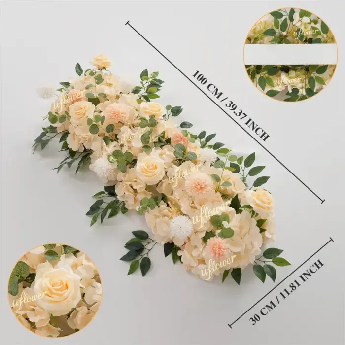 100x30CM Uflower Guirlande de fleurs artificielles roses blanches et verdure
