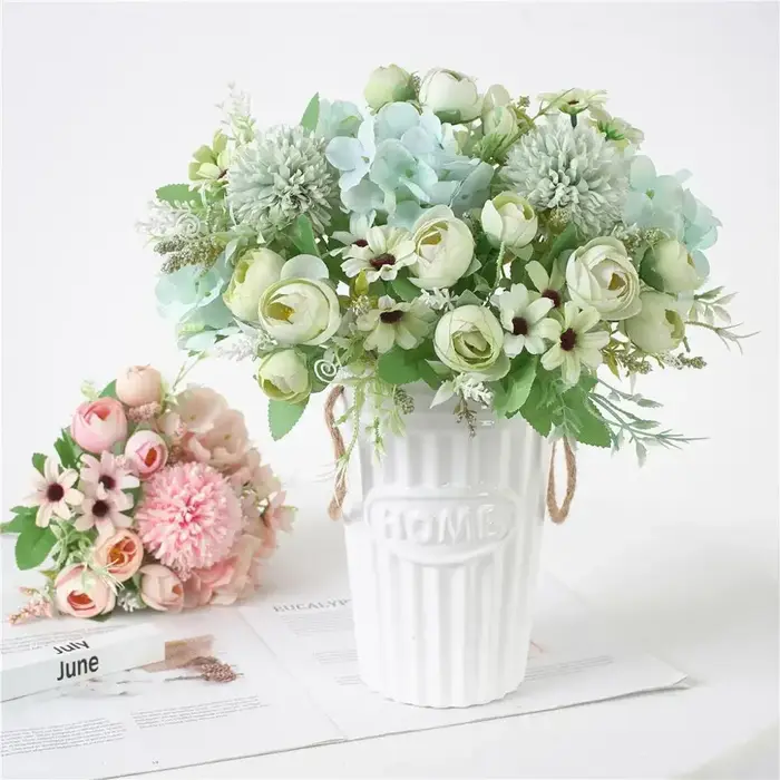 Bouquet de fleurs d'hortensia artificielles à 7 têtes