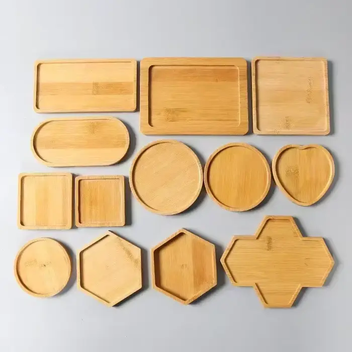 Plateau multi-bambou, soucoupe en bois