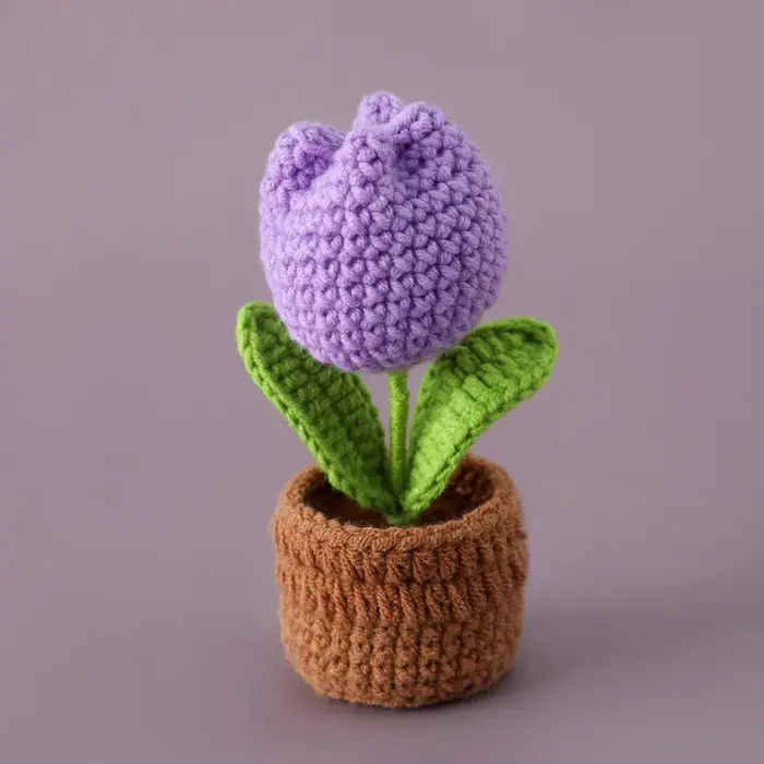 Mini tulipes Crochet fleurs en pot mignon tricot