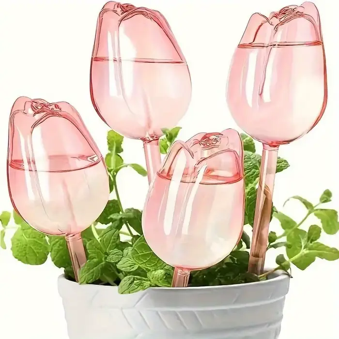 Boules d'arrosage pour plantes en forme de tulipe rose