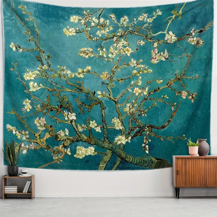 VIKAMA Van Gogh fleur d'abricot Art tapisserie fleurs blanches Vintage peinture à l'huile Style salon caractéristique décoration murale