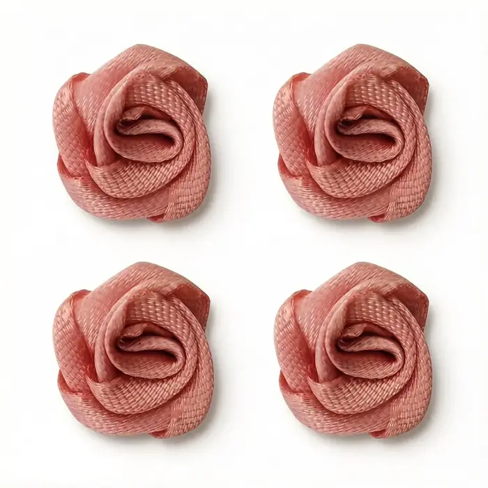 Mini fleurs artificielles en ruban de satin rose