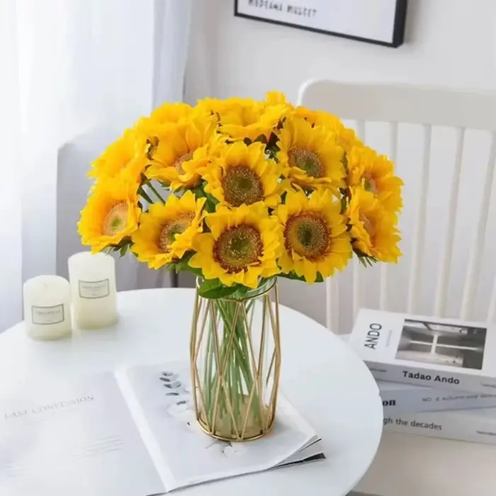 Fleur artificielle Tournesols Maison Jardin Table Décoration Étamine De Mariage Bouque Festival Faux Gerbera Salon Chambre Scène