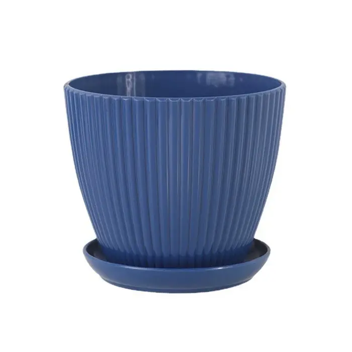 Pots de fleurs en plastique avec plateau, Pot de plantes de couleur unie, Double couche épaisse, jar