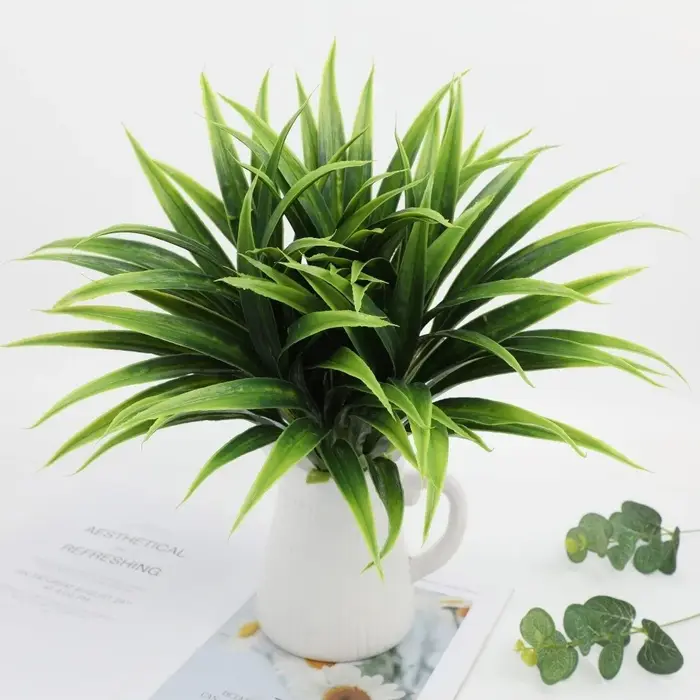 Feuilles d'orchidée artificielles réalistes de 42 cm, feuilles de gladiolus artificielles en plastique pour bricolage, simulation de plante araignée verte, décoration de jardin
