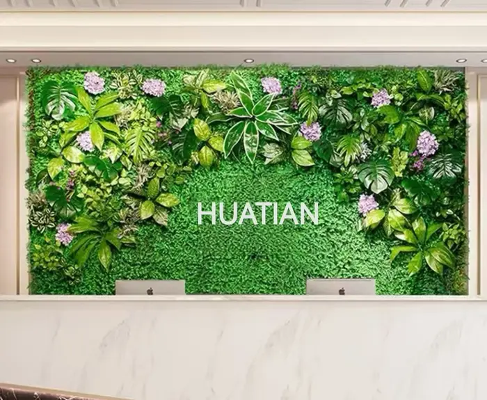 Simulation de mur de plantes vertes, fausse pelouse en plastique, décoration murale extérieure verticale, fond vert
