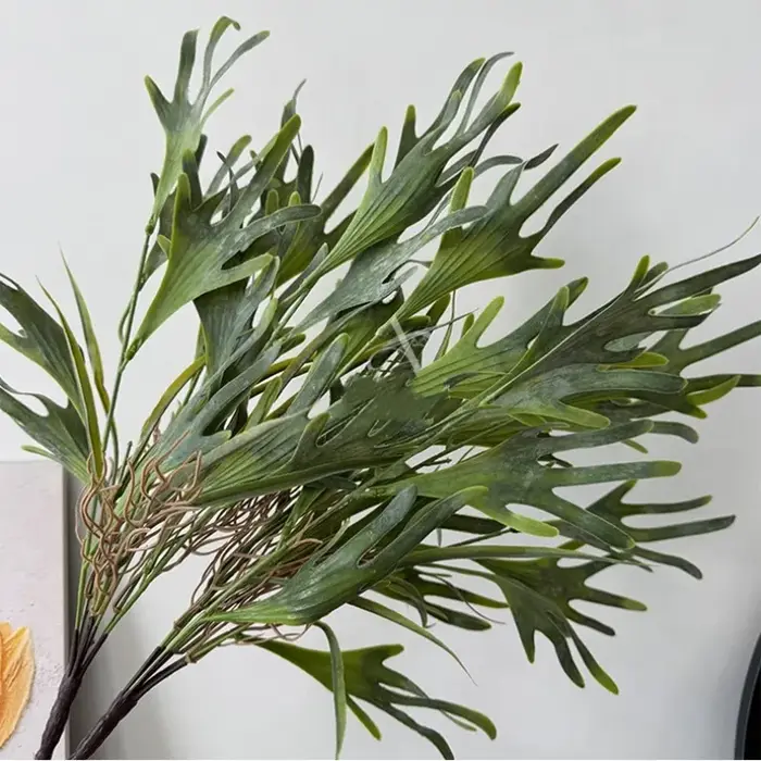 Plante artificielle réaliste, feuille de bois de cerf, pour maison, bureau, hôtel, Vase de bureau, décoration extérieure de sol de jardin