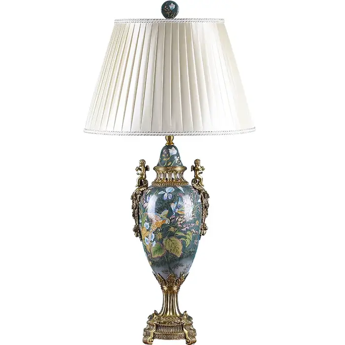 Pot vert en céramique de fleur en Bronze avec couvercle en laiton