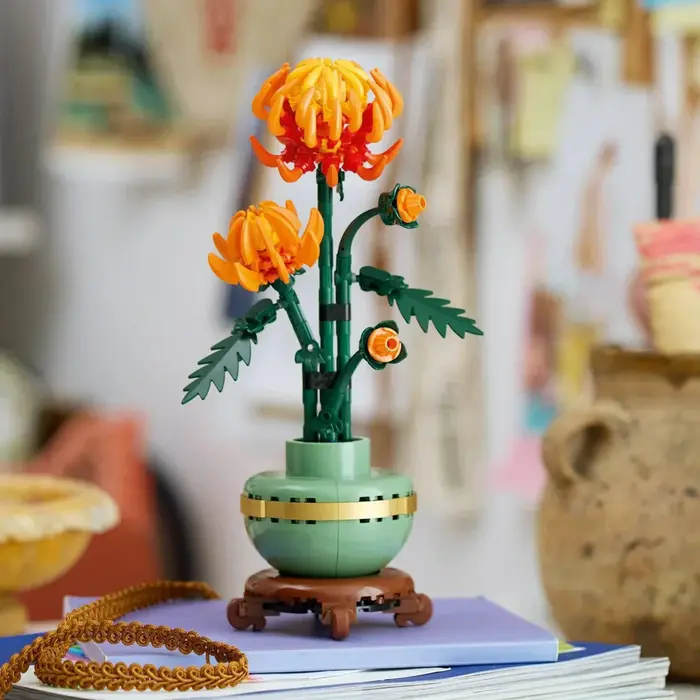 Modèle de plante en pot de chrysanthème, ornement décoratif pour la maison et le bureau, cadeau de fête et d'anniversaire pour les collectionneurs