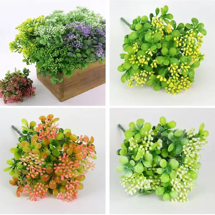 Fleurs artificielles vertes, lys Rose Gypsophila, décoration de mariage, plantes d'herbe d'eucalyptus, fausses plantes, décoration de salon et de maison, DIY bricolage