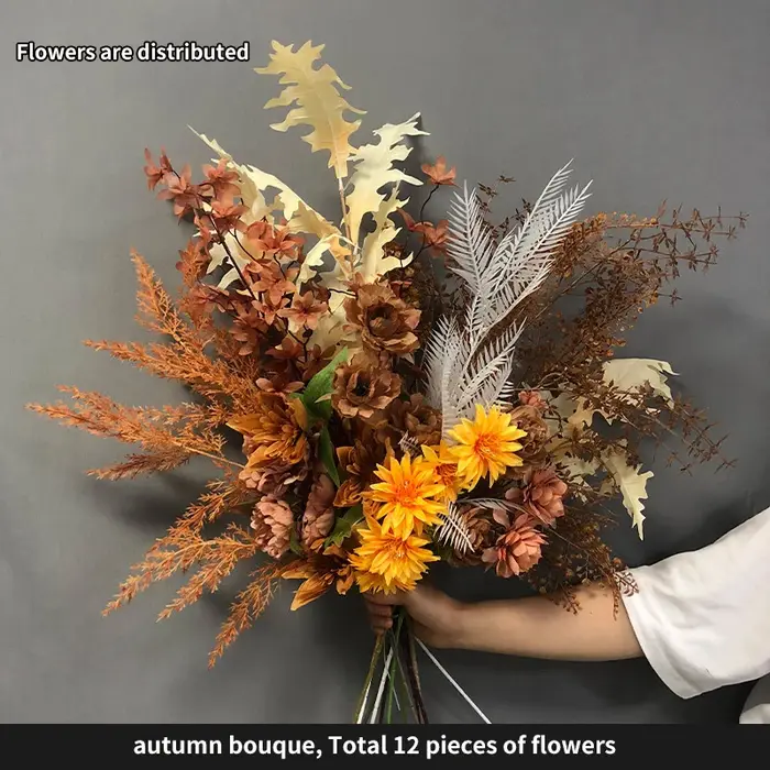 Bouquet botanique rose en rayonne d'automne