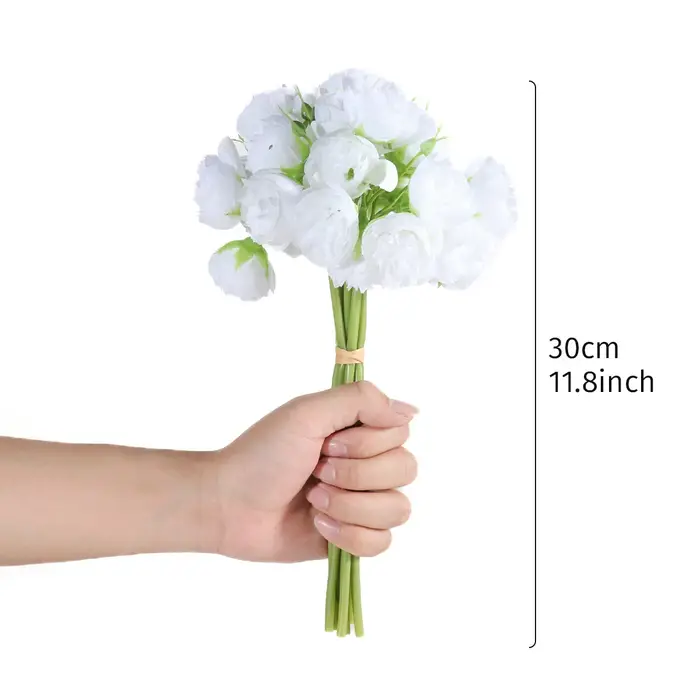 Rose Rose pivoine fleurs artificielles Bouquet de soie 27 têtes Roses fausse fleur pour Vase de Tabl