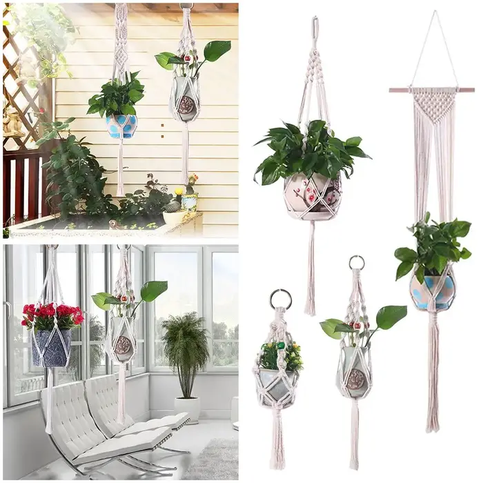Crochets en macramé de coton pour jardinière