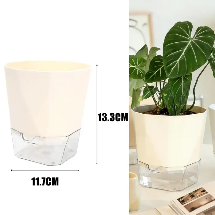 Pots de plantes auto-arrosants, arrosage automatique, base transparente, pot en plastique respirant,