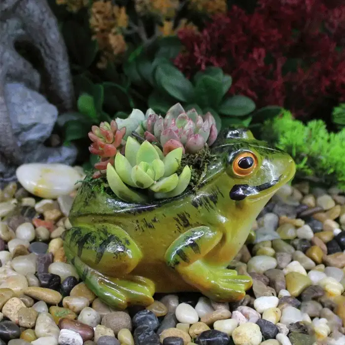 Pots à plantes succulentes en résine en forme de grenouille, épaissis, mignons, réalistes et respirants pour jardin