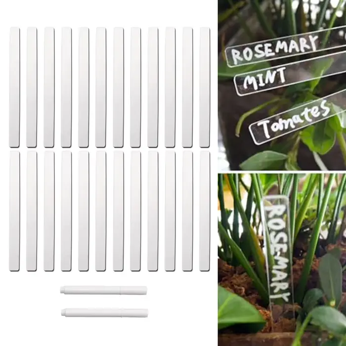 Étiquettes de plantes en acrylique, 24 pièces, marqueurs de plantes vierges transparents, marqueurs 