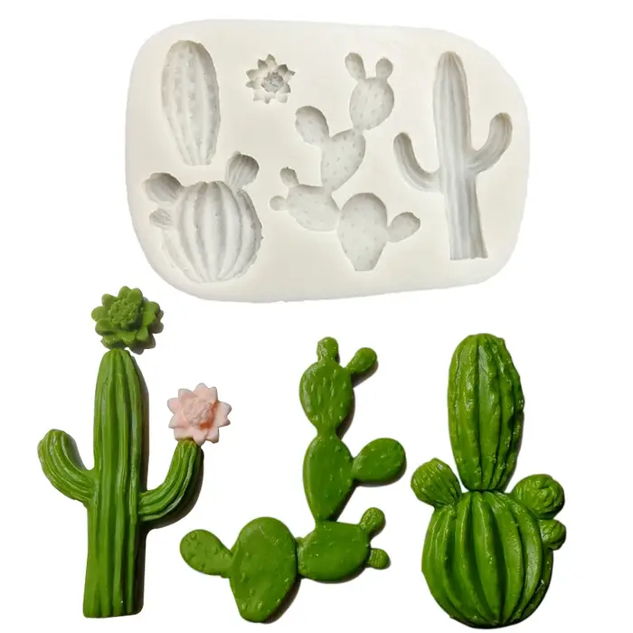 Moule en Silicone plante Cactus pour décoration de gâteau Fondant Cupcakes Sugarcraft biscuits bonbo