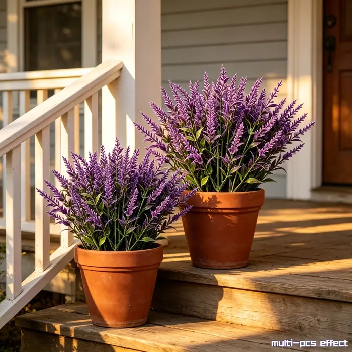 1/2/3/5 pièces de fleurs artificielles de lavande, fausses fleurs de lavande violettes, adaptées à la décoration intérieure/extérieure, aux porches et aux cours.
