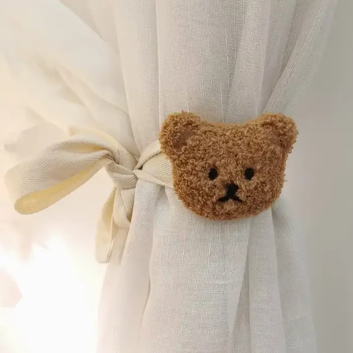 Rideau à fleurs ours Kawaii