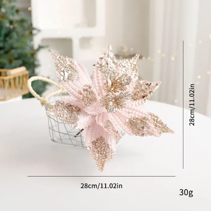 Poinsettia Artificiel Paillettes Fleur