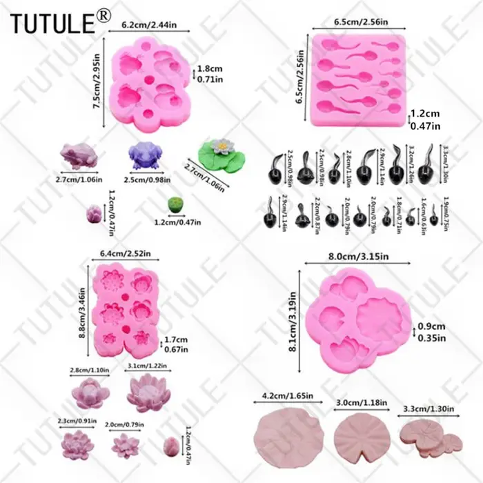 Grenouille feuilles de lotus micro paysage plantes en pot aquarium petit moule en Silicone bricolage résine accessoires