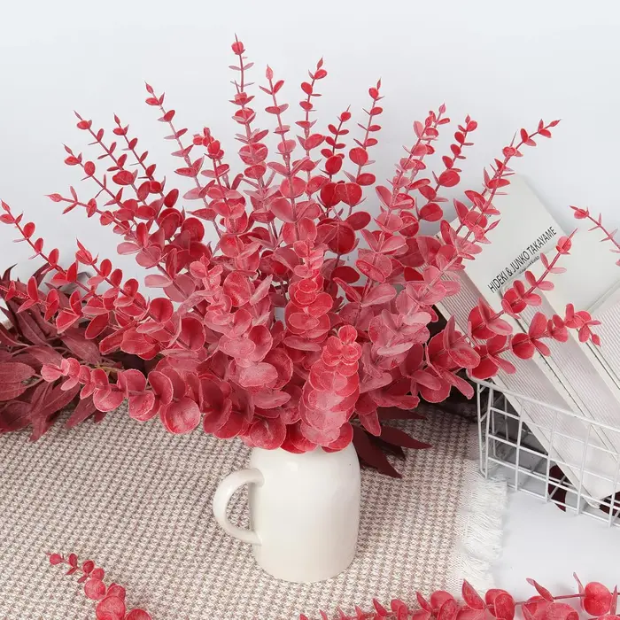 10/20 pièces de feuilles d'eucalyptus artificielles multicolores