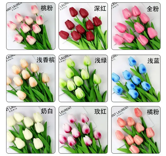 Bouquet de tulipes artificielles en PU au toucher réel