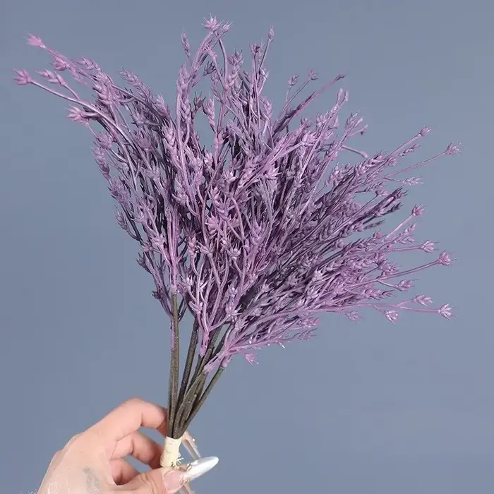 Plante artificielle en Grain de riz, fausses fleurs en plastique, Bouquet d'herbe d'amoureux simulé,