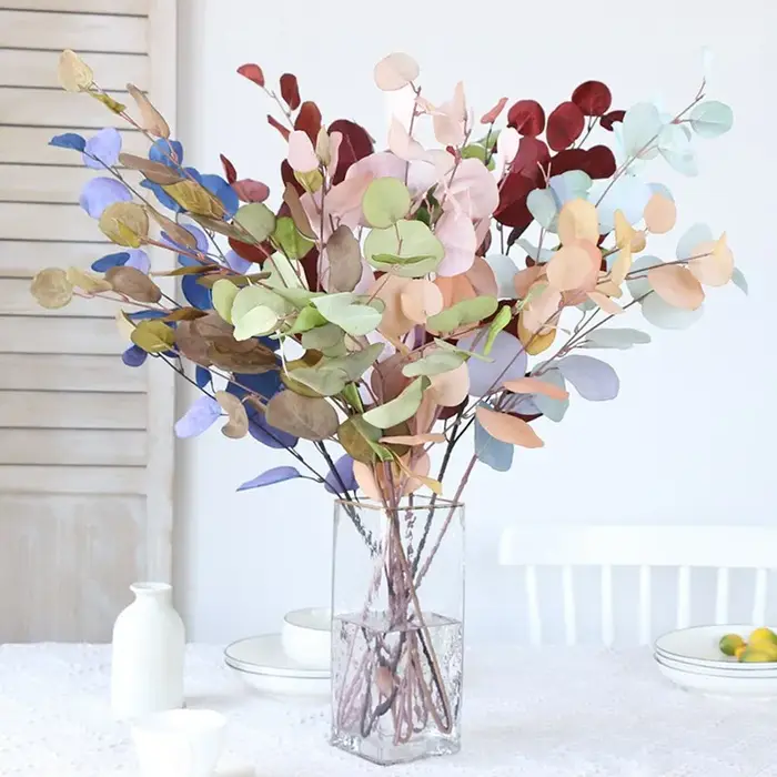 Plantes artificielles de cuir chevelu d'eucalyptus rose