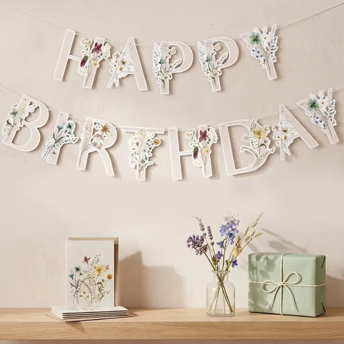 Bannière en papier motif fleurs sauvages