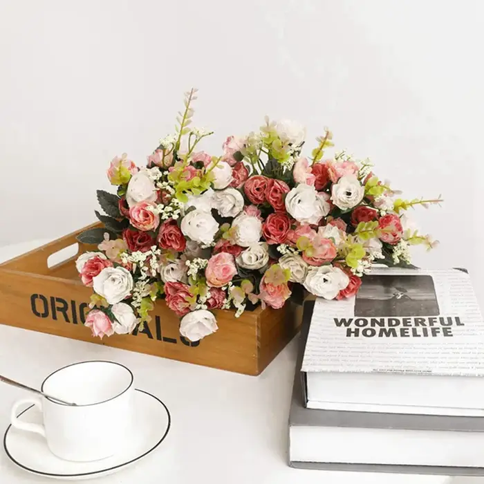 Rose artificielle en soie