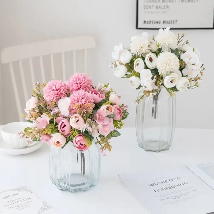 Fleurs artificielles économiques : Boutons de roses thé, Hortensias en soie pour DIY, boîtes à bonbons, vases, décoration intérieure, guirlandes de la Saint-Valentin, bouquets de mariage