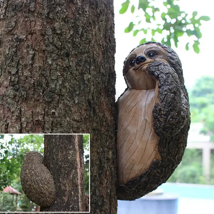 Statue de Paresseux en Résine, Visage d'Arbre Créatif, pour l'Extérieur, Cour, Artisanat, Ornement d'Animal de Jardin