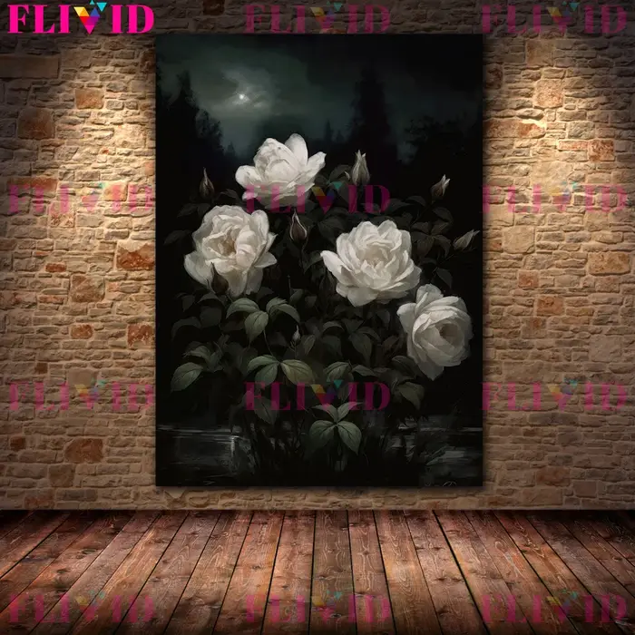 Peinture sur toile d'art mural floral botanique sombre