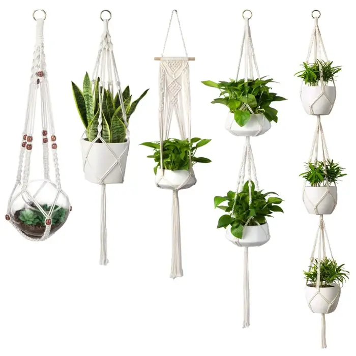 Cier de suspension pour plantes en macramé fait à la main