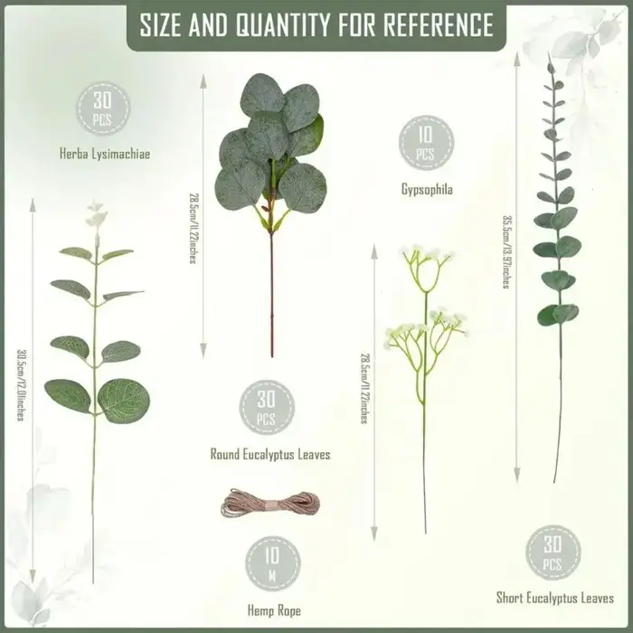 70 PCS Nouveaux Bouquets de Fleurs Artificielles en Feuilles d'Eucalyptus Décoration Maison DIY Arrangement Floral Mixte en Gros