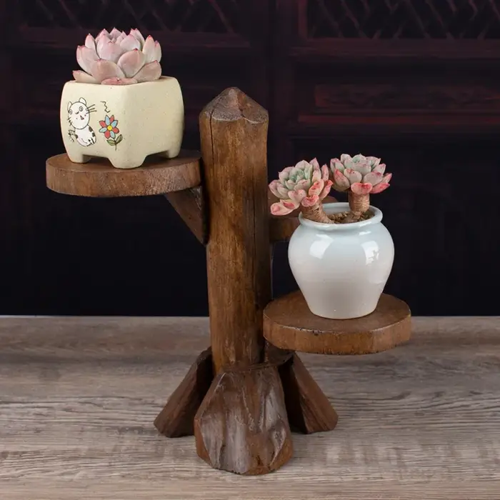 Support pour plantes succulentes en bois fait à la main