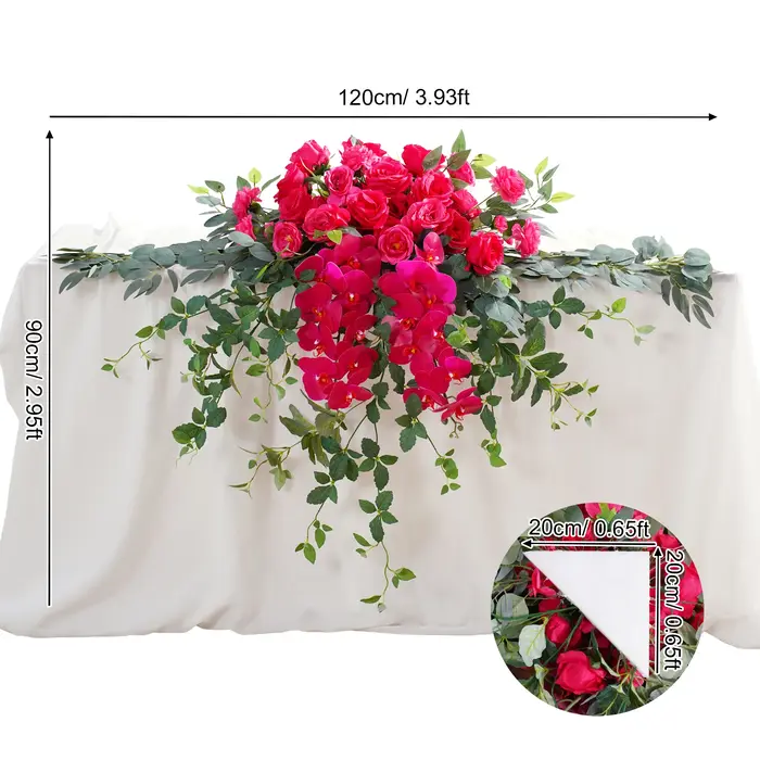 CHUXIN C9035 arc décor rouge Rose orchidée feuille de chêne Arrangement floral pour table de mariage