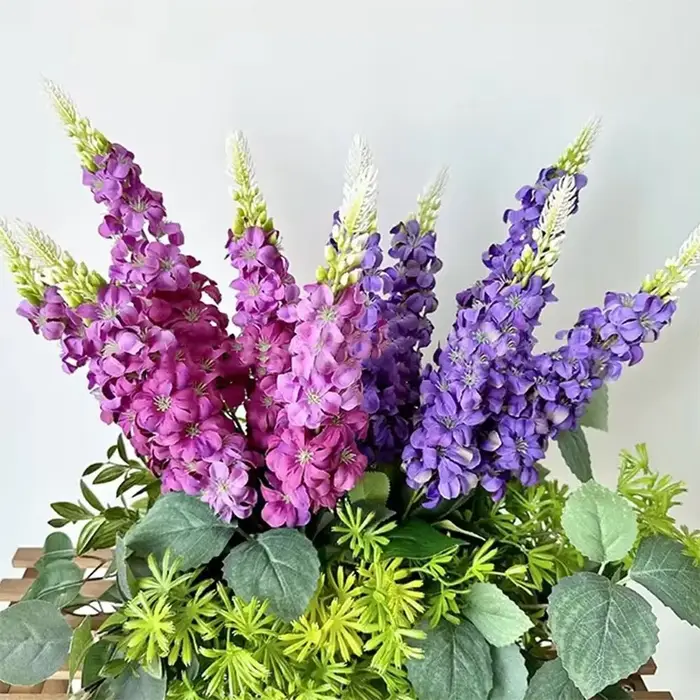 5 tiges de fleurs artificielles de jacinthe multicolores