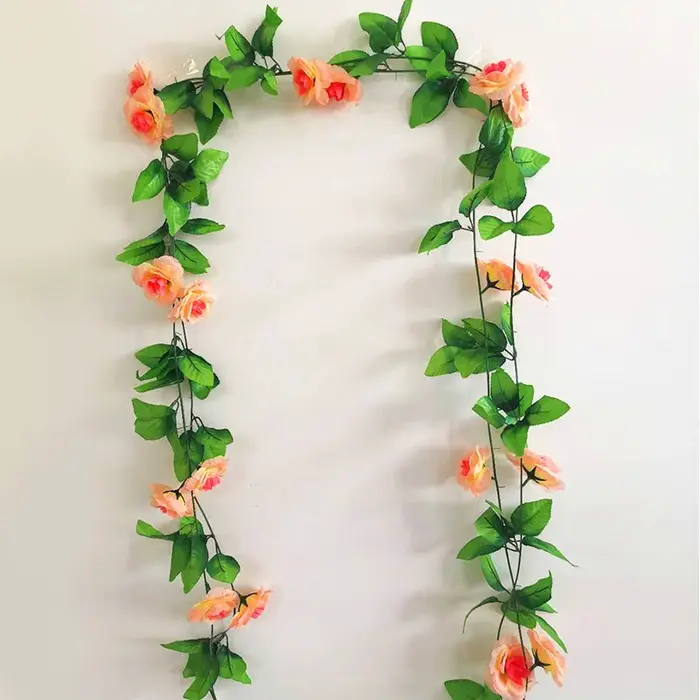 Nouvelle fleur artificielle rotin décoration rose soie guirlande