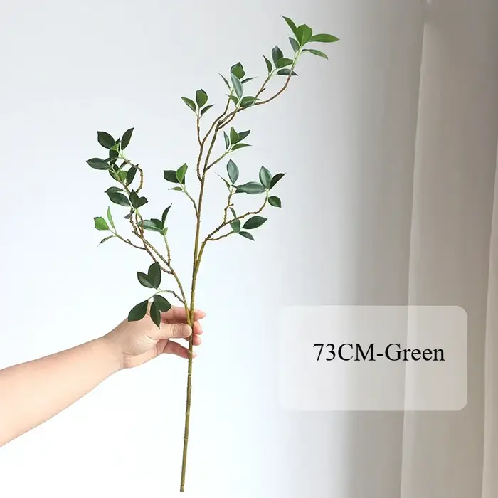 Plante Artificielle de Ficus, 73cm, Branche de Cuir oral elu Vert, Ameublement de Maison, Décoration