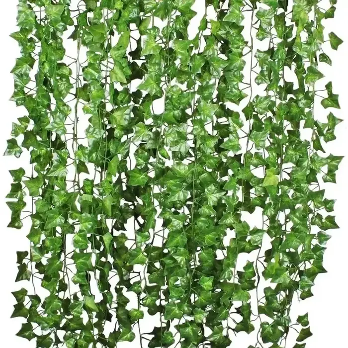 Feuilles de lierre vertes artificielles en rotin