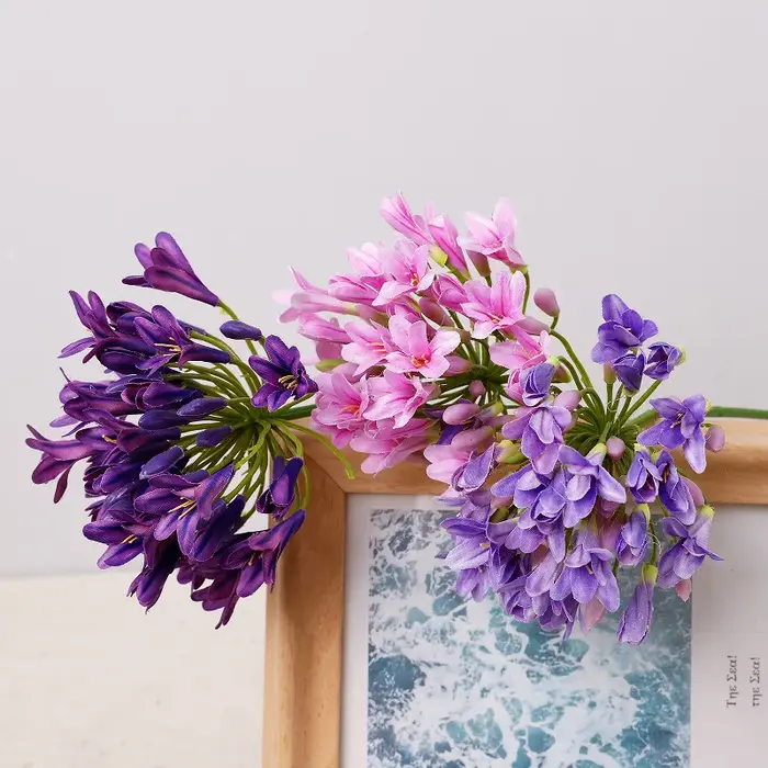 6 pièces de fleurs artificielles en soie Agapanthus